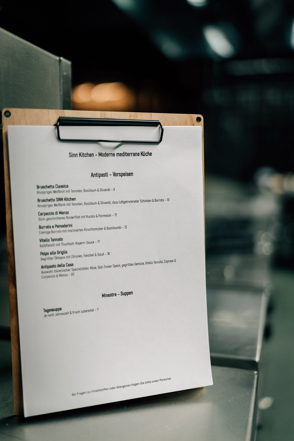 Sinn Kitchen - Restaurant - Menükarte